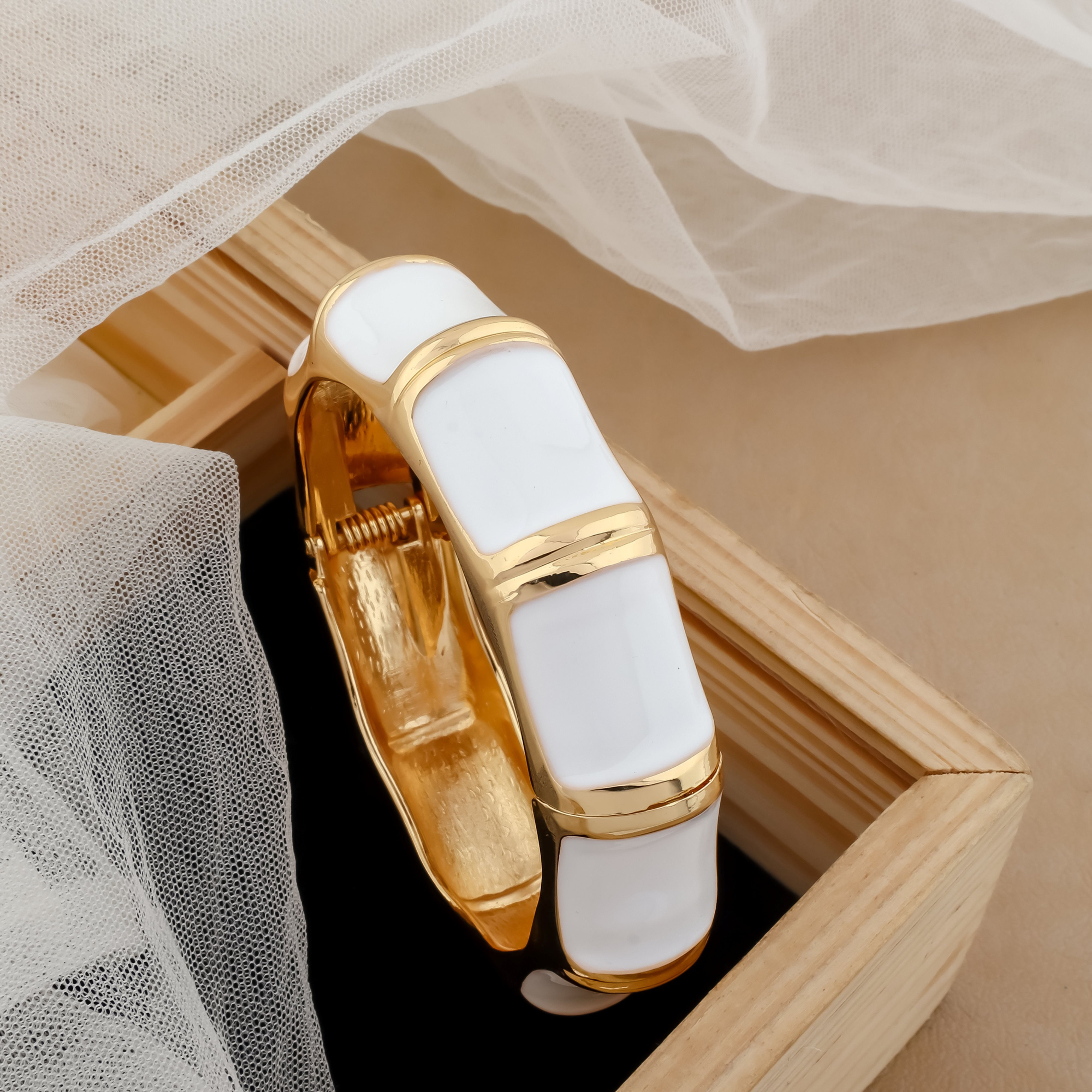Gold Tone Mod Enamel Bangle