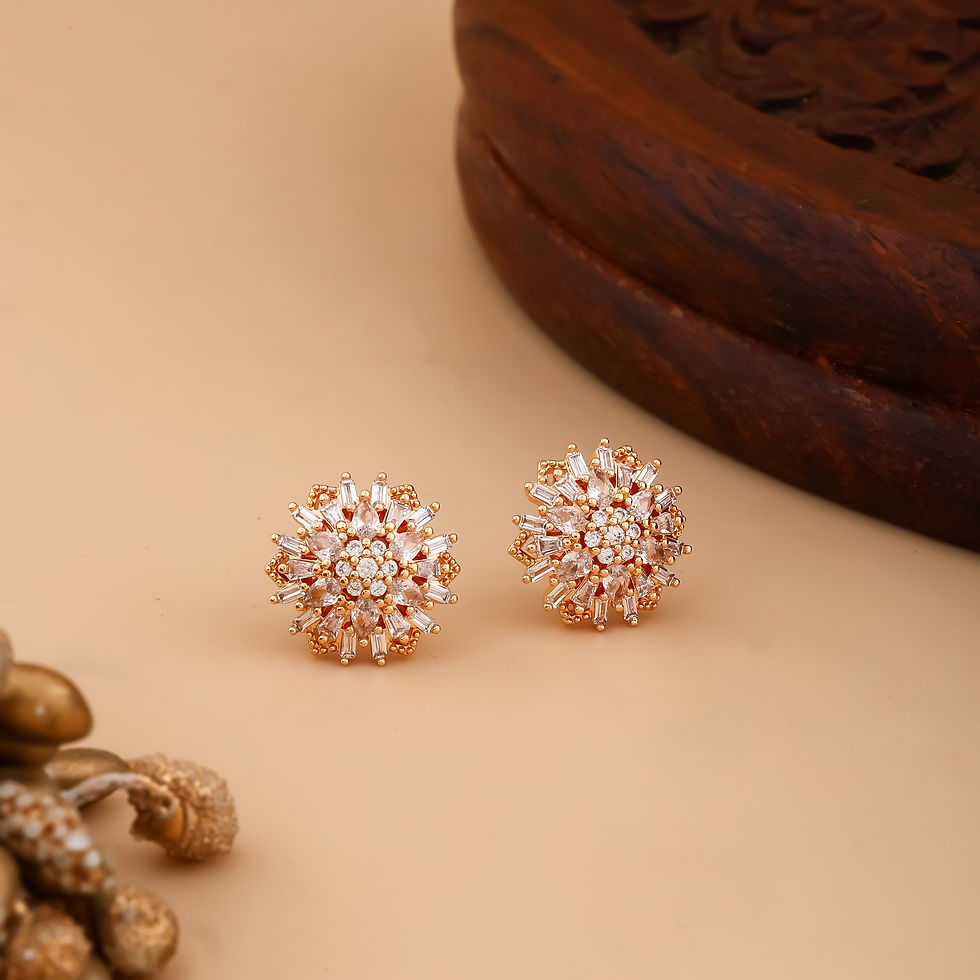 Thumbnail: Rose Gold Floral Cluster Stud Earrings