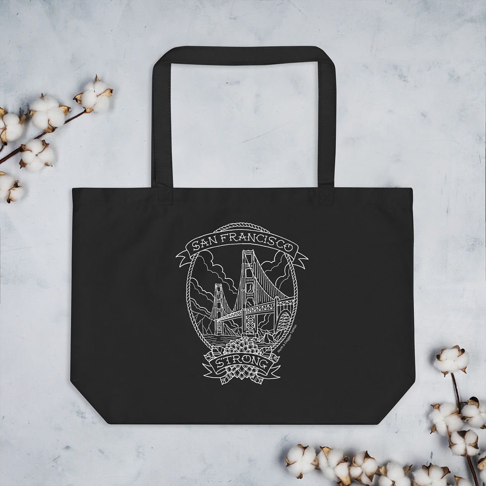 Thumbnail: SF Strong White Linework Organic Tote Bag (LG) 