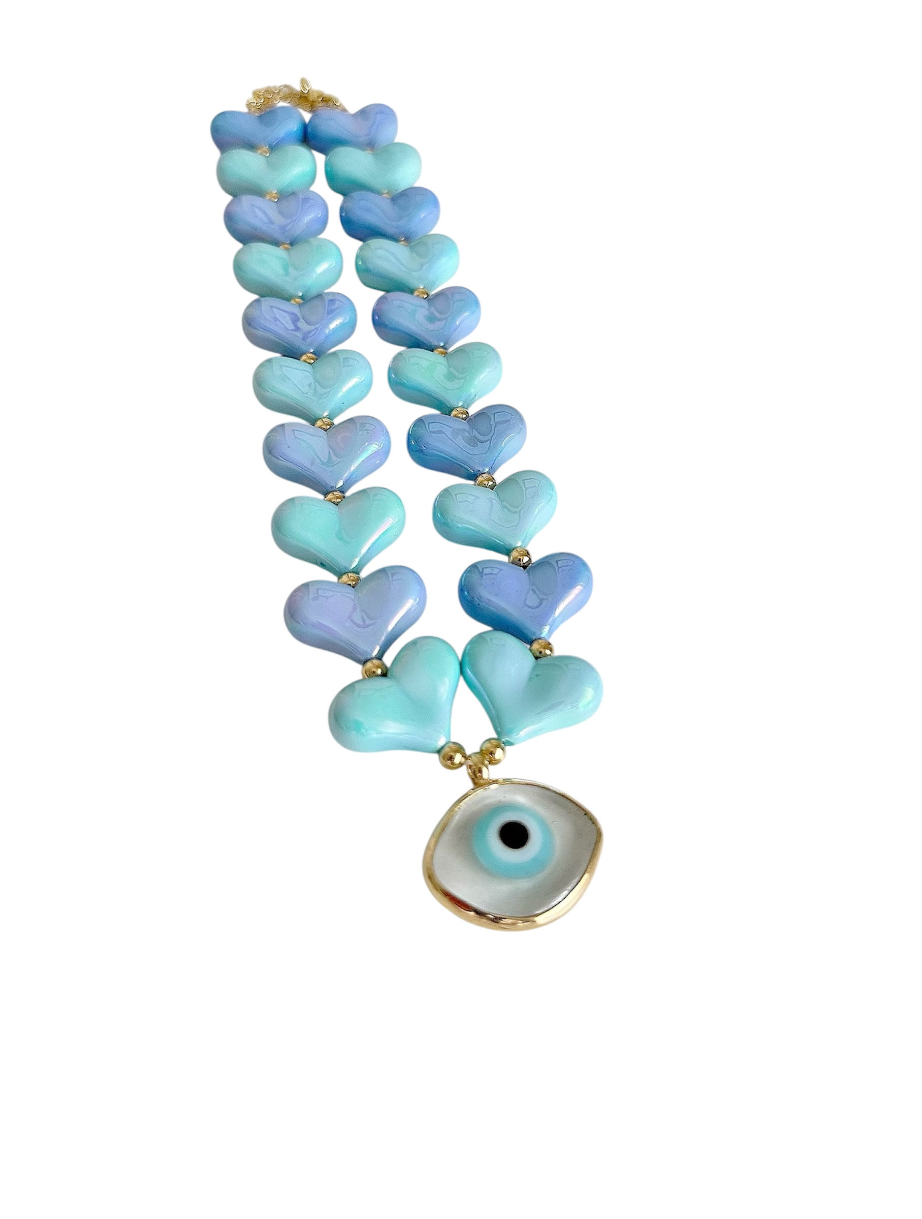 Blue Hearts Candy Necklace