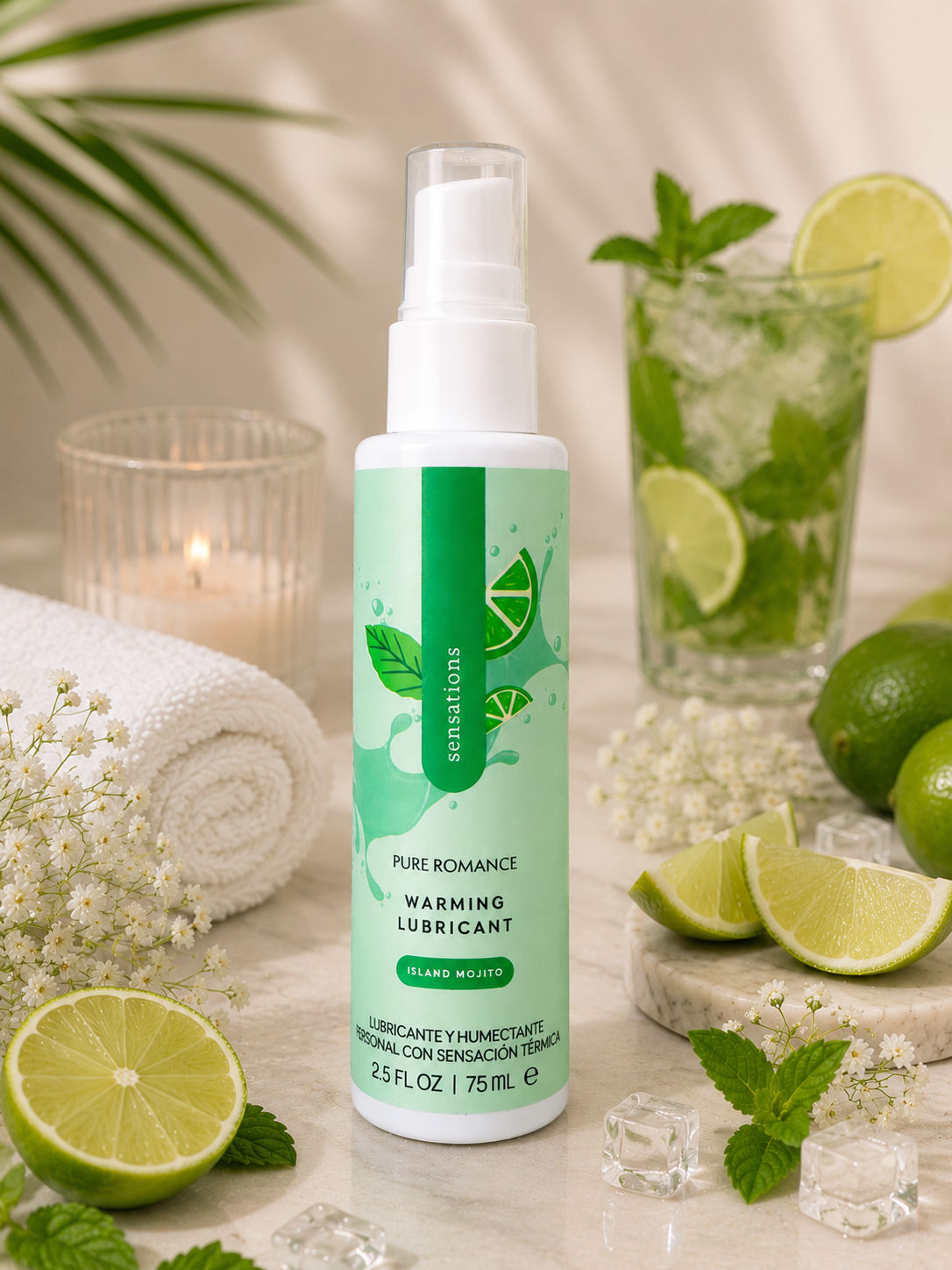 Island Mojito warming flavored lubricant with lime and mint