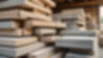 Close-up of renovation materials stacked for a construction project