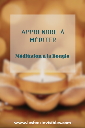 une bougie qui brule dans un lotus. il est écrit: apprendre à méditer : méditation à la bougie