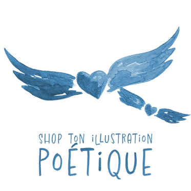 cœurs ailés avec inscription "shop ton illustrations poétique"