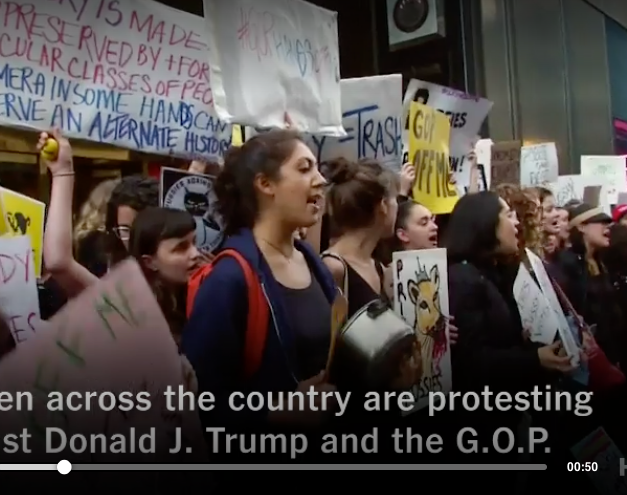 New York Times: "Millennials Protest Against Trump"