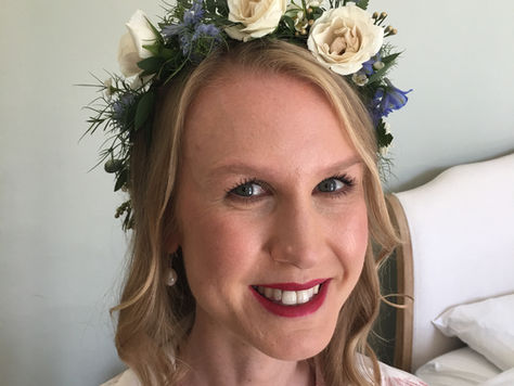 Classic makeup and boho bridal hair styling for a wedding in Somerset