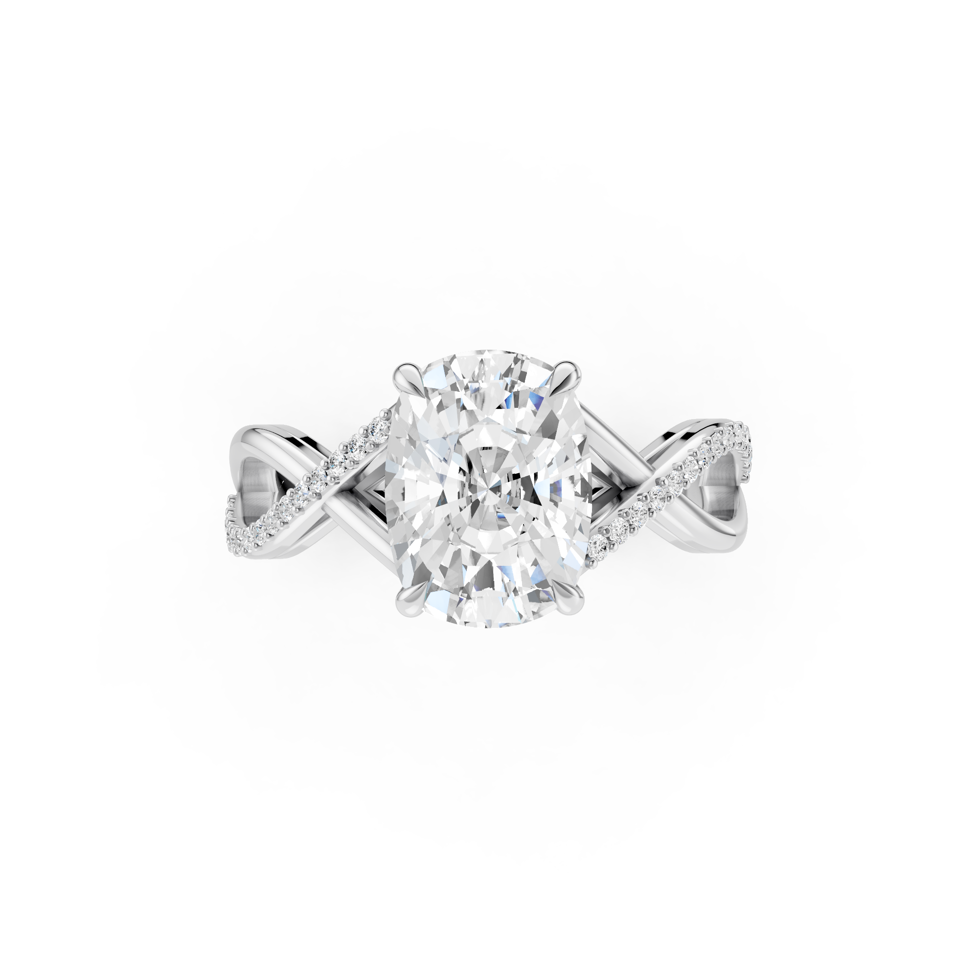 Cushion Split-Shank Ring - 10.1 x 7.5 x 5.1mm - 1.0mm - US6.5 - STL/3dm