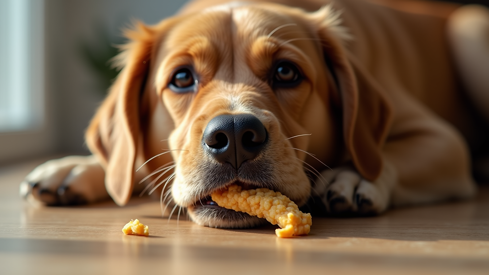Close-up view of a dog enjoying a healthy homemade treat