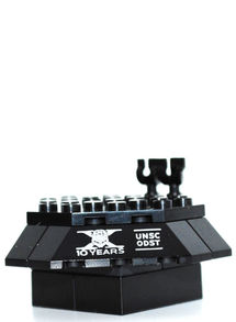 ODST display stand and information card from the Mega Bloks 2011 Halo set 96970 Anniversary Edition Troop Pack