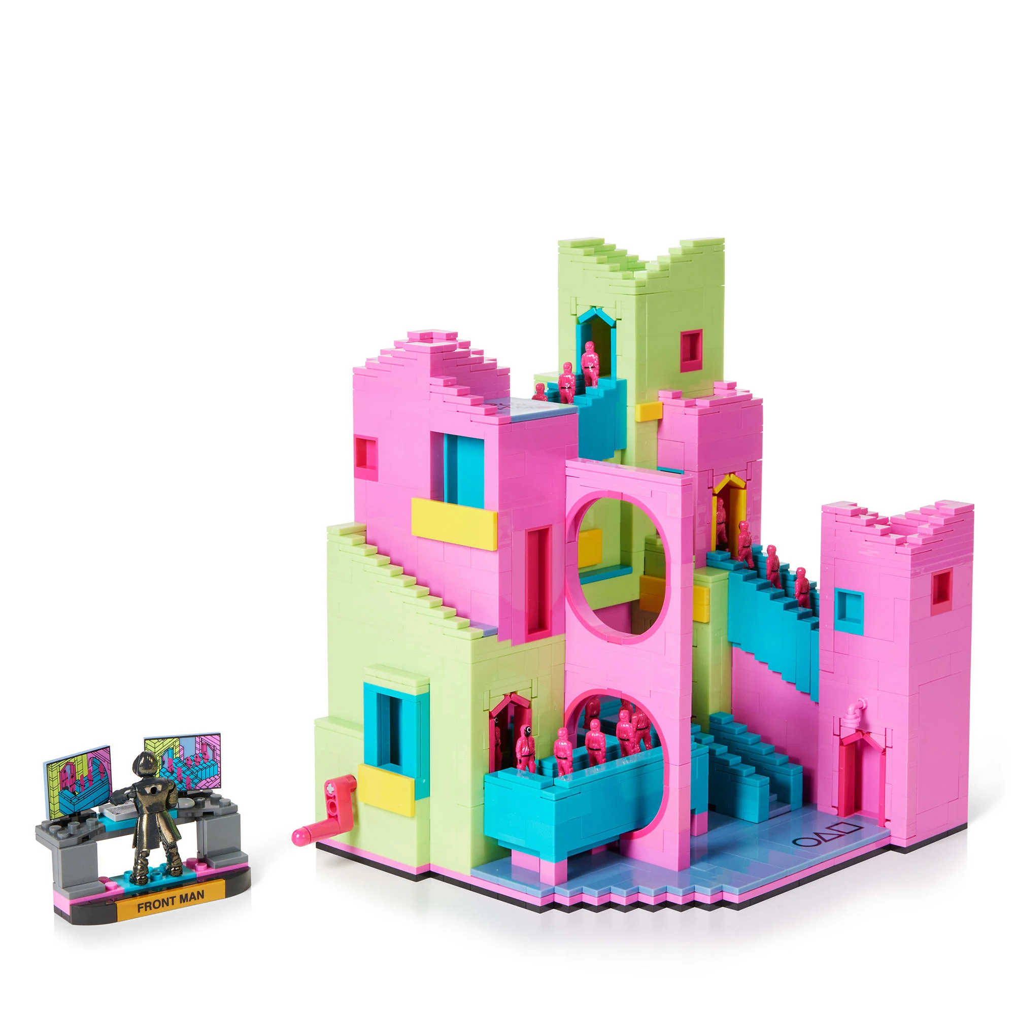 A detail look at the 2025 Mega Netflix Squid Game Staircase Collector Building Set