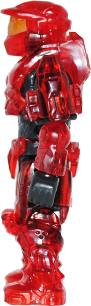 Red Spartan II in translucent Mk VI Armor. From the 2024 Halo 2 Character pack by Mega.