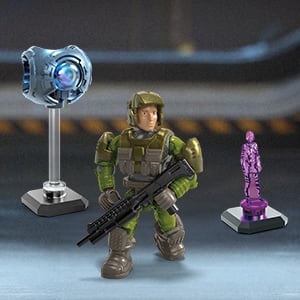 This figure collection includes special buildable figures like 343 Guilty Spark and a Cortana hologram.