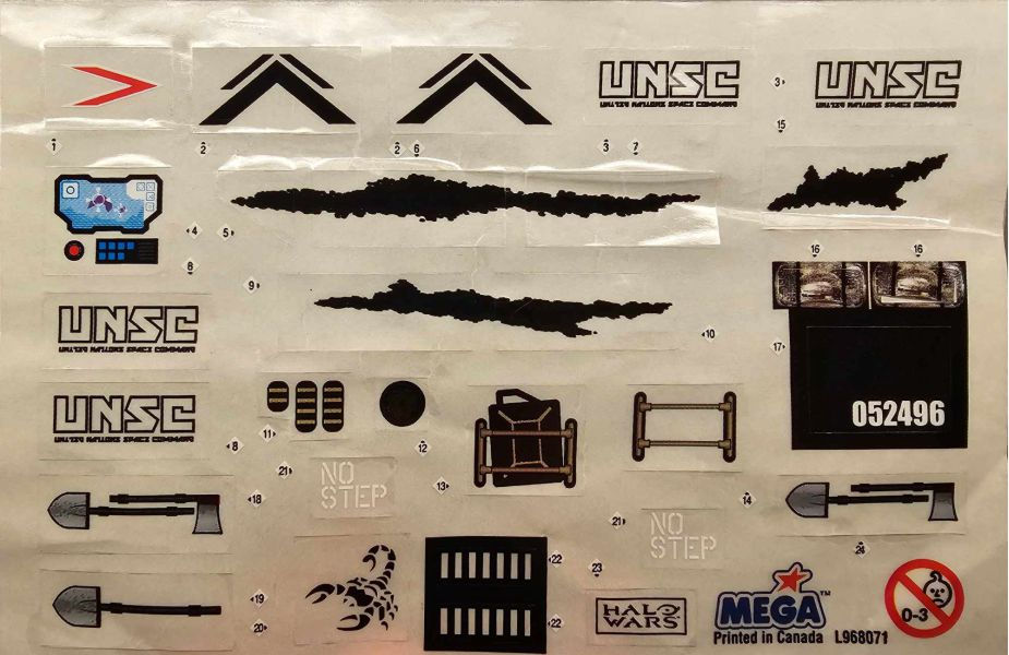 Mega Halo Set 96807 UNSC Scorpion stickers,