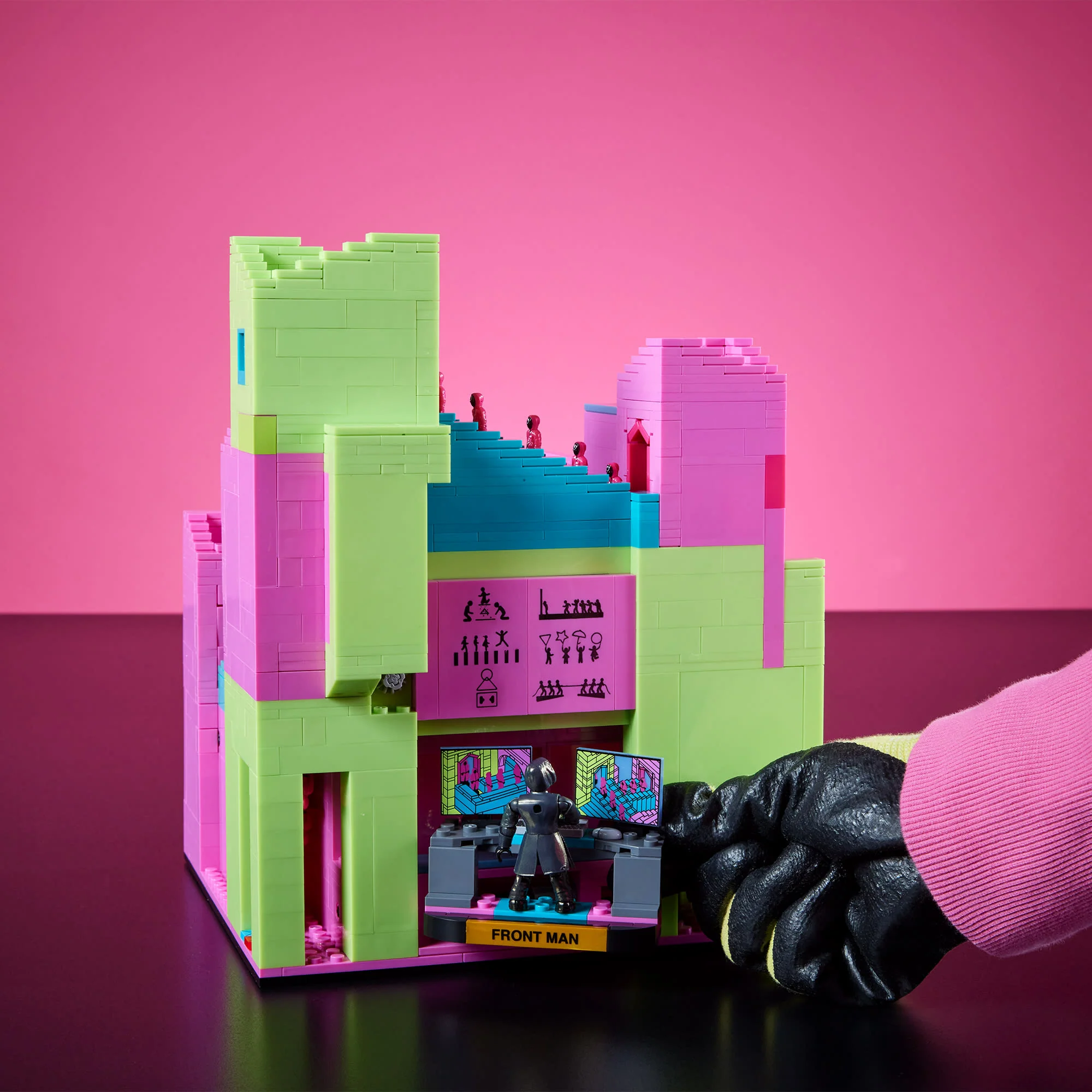 A detail look at the 2025 Mega Netflix Squid Game Staircase Collector Building Set