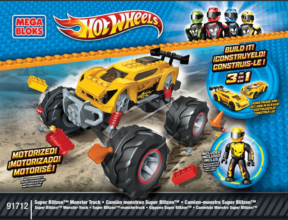 This article provides comprehensive details and the PDF instruction manual for the Mega Bloks / Construx 2013 Super Blitzen Monster Truck Hot Wheels set. (SKU 91712 / DBJ47)