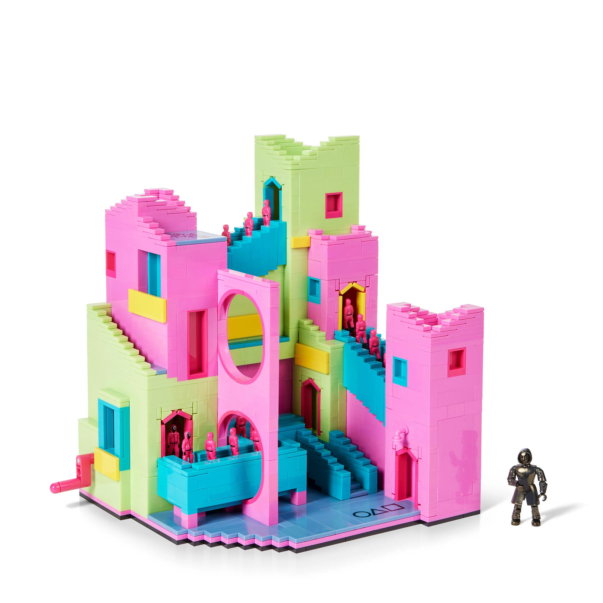 A detail look at the 2025 Mega Netflix Squid Game Staircase Collector Building Set