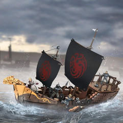 This article is a detailed look at 2020 Mega Construx set Targaryen Warship (GPB29) based on the HBO tv series Game of Thrones.