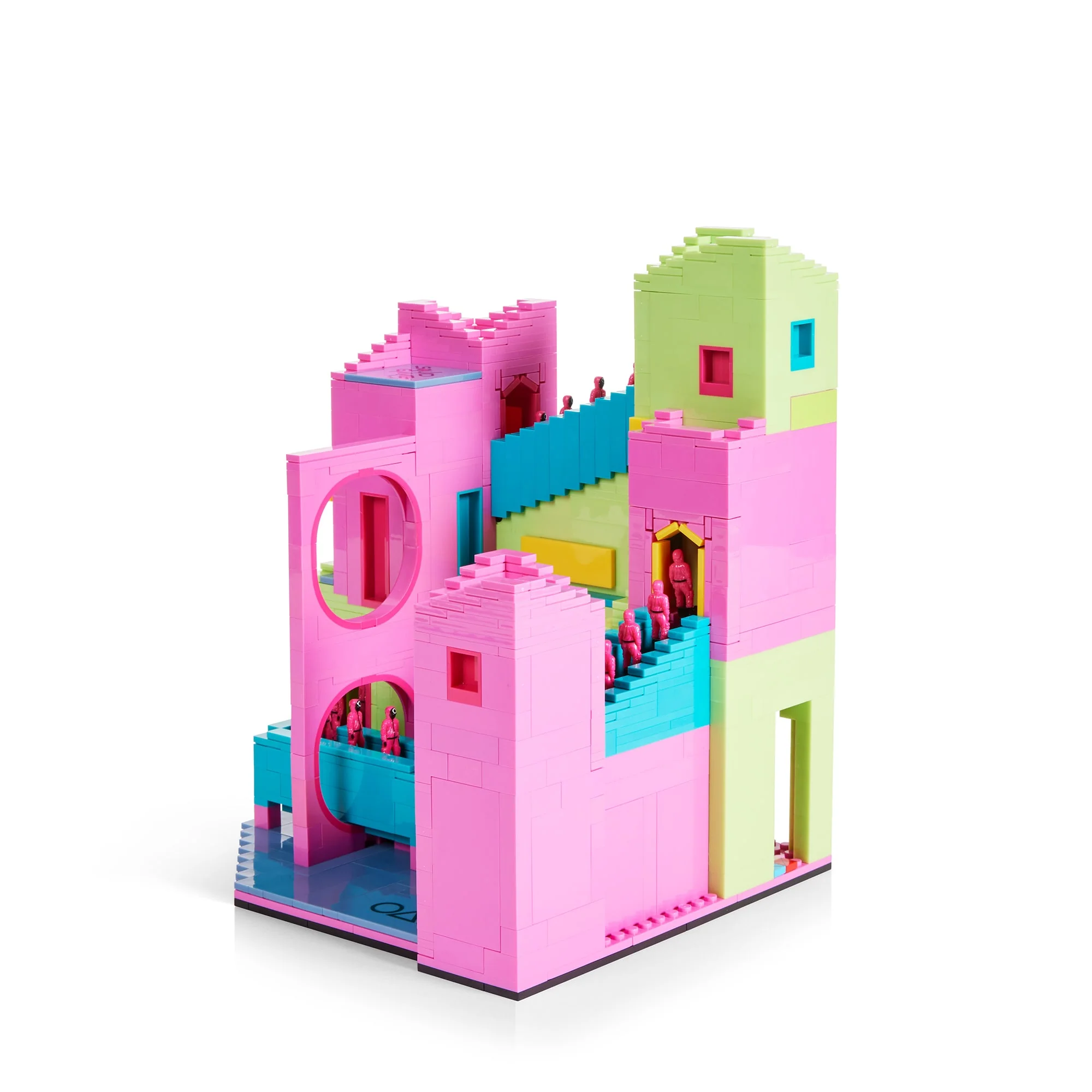 A detail look at the 2025 Mega Netflix Squid Game Staircase Collector Building Set
