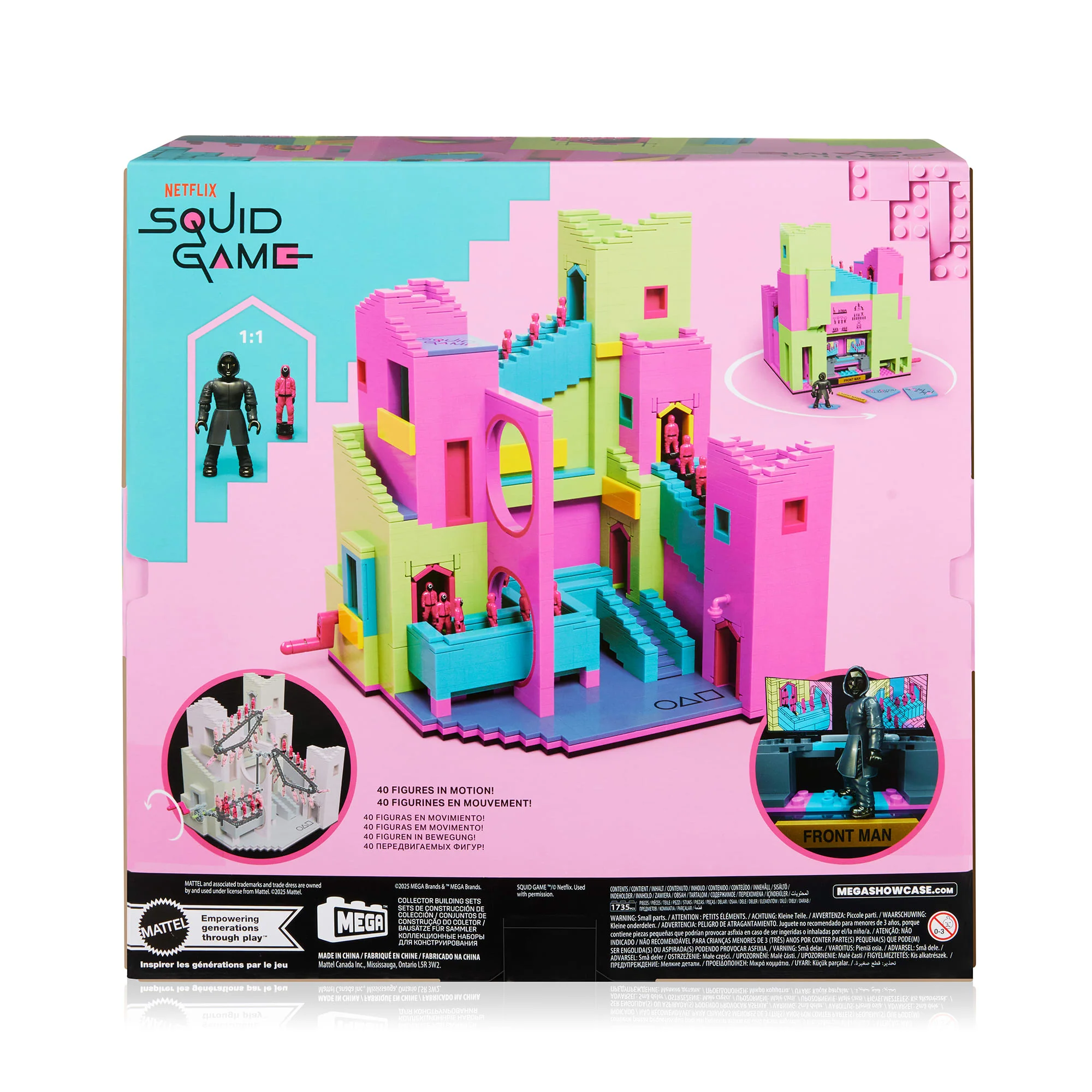 A detail look at the 2025 Mega Netflix Squid Game Staircase Collector Building Set