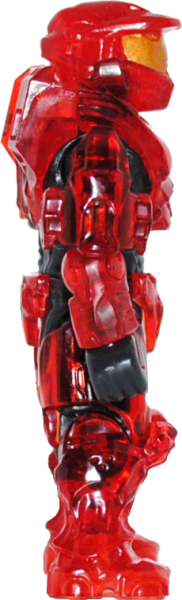 Red Spartan II in translucent Mk VI Armor. From the 2024 Halo 2 Character pack by Mega.