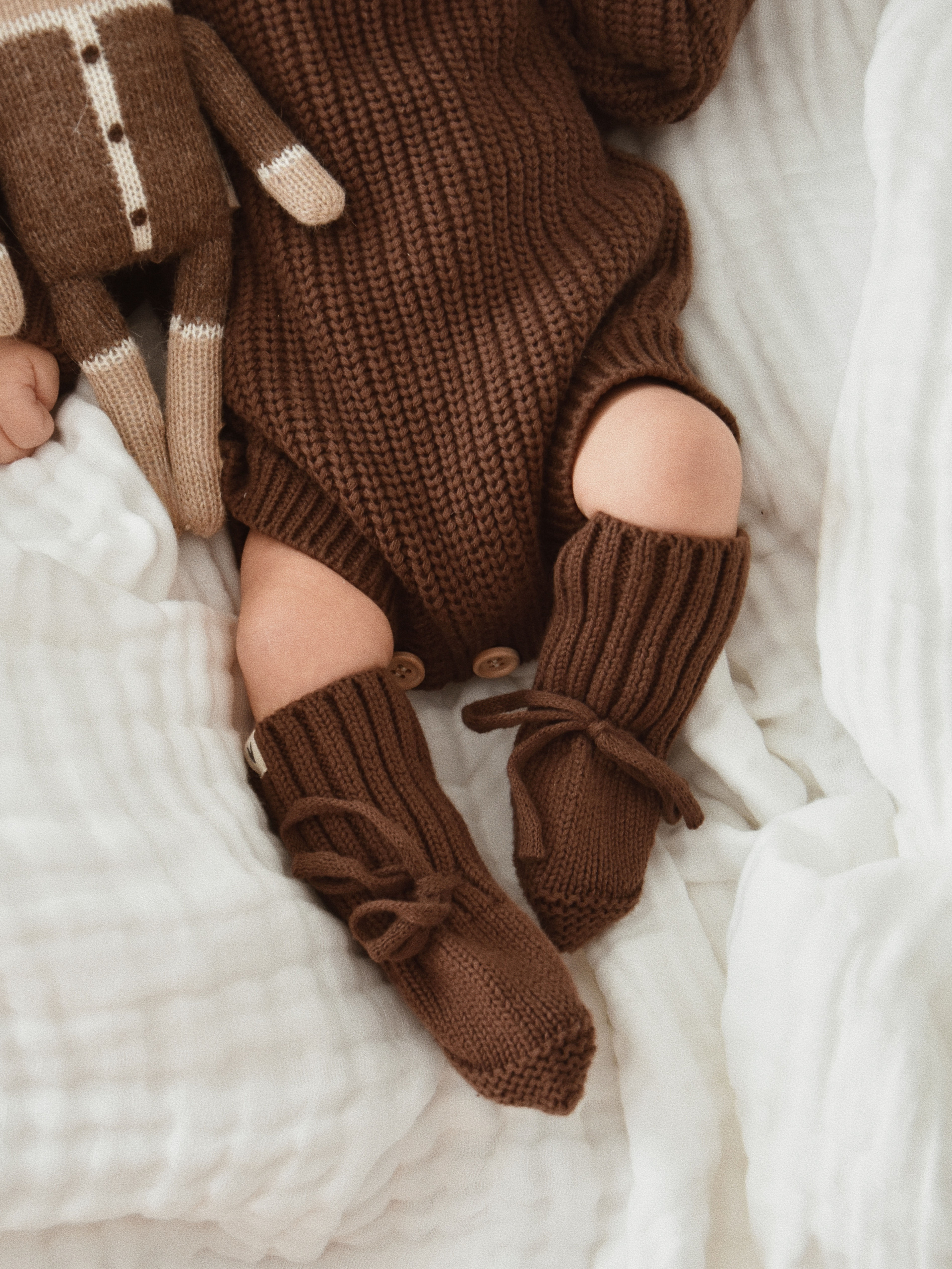 Chaussons Bébé En Maille - Chocolat