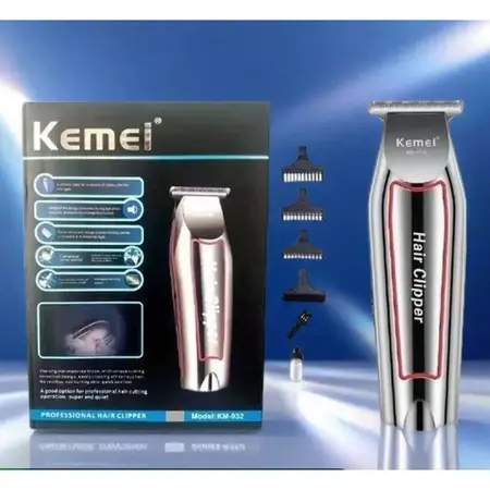 Miniatura: Máquina De Acabamento Profissional Kemei KM-032 Sem Fio Com Pentes E Escova