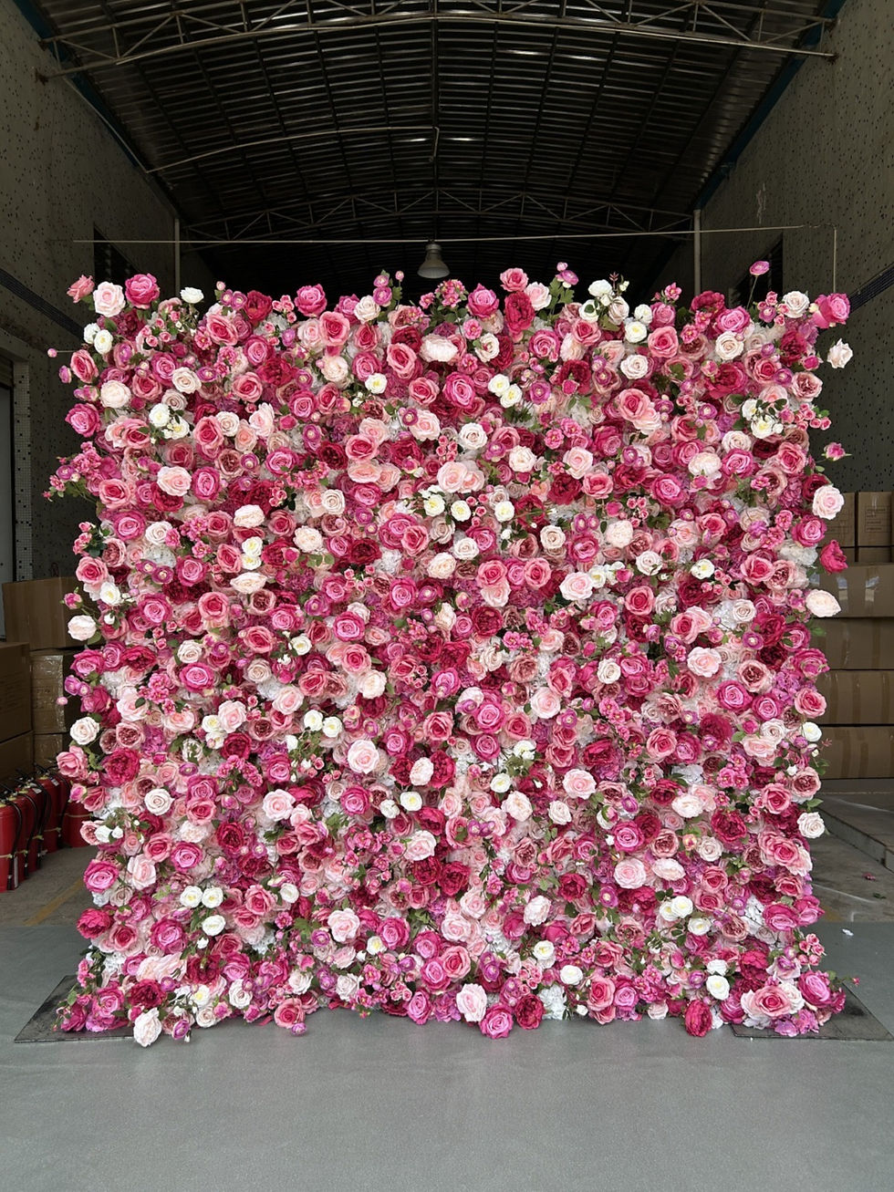 Variety of shades of pink florals with hints of greenery