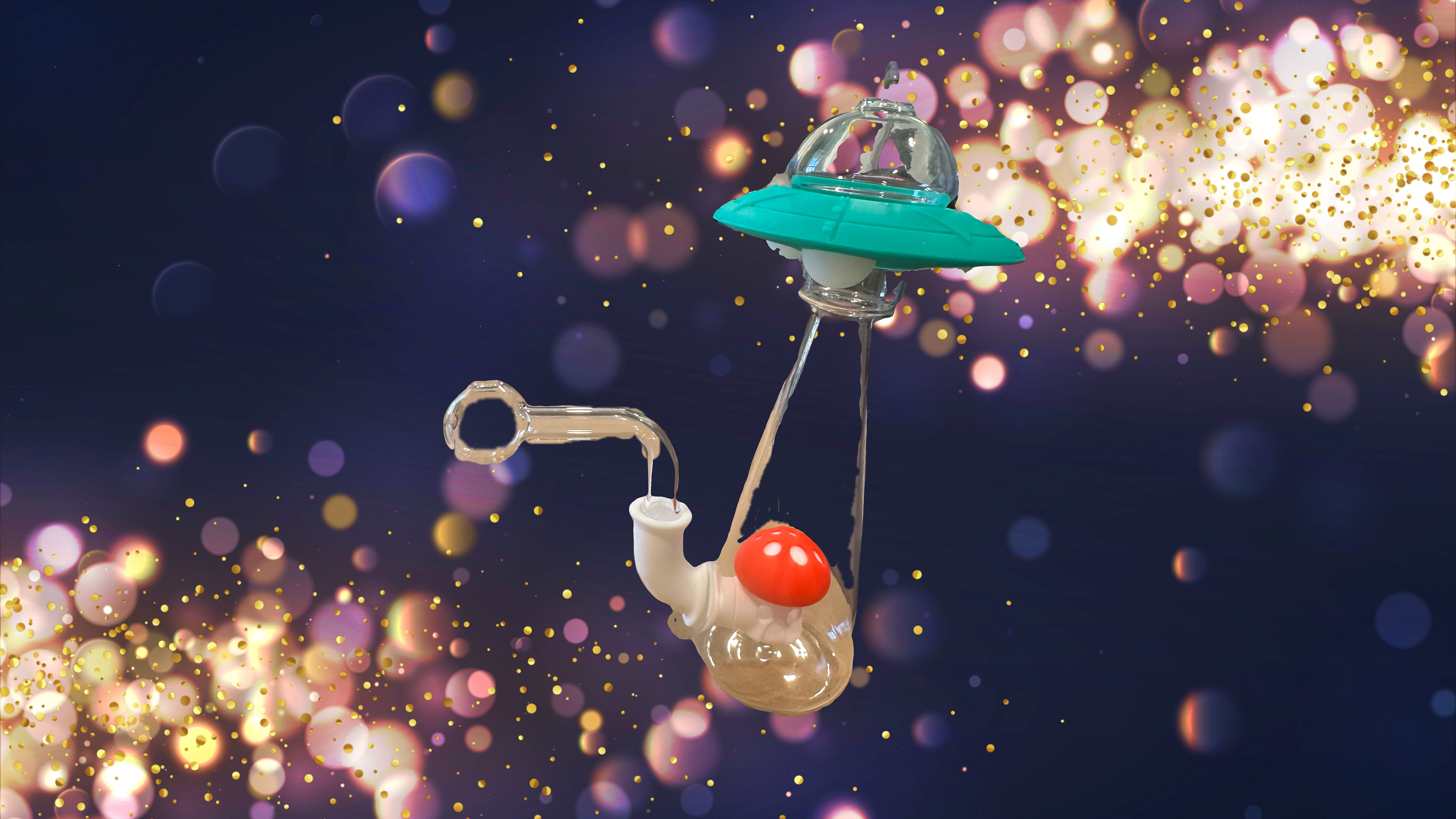 Glass and Silicone UFO Water Pipe
