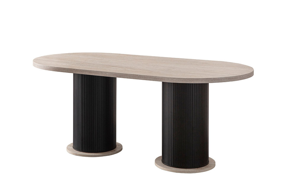 Bohem Oval Masa Traverten Siyah