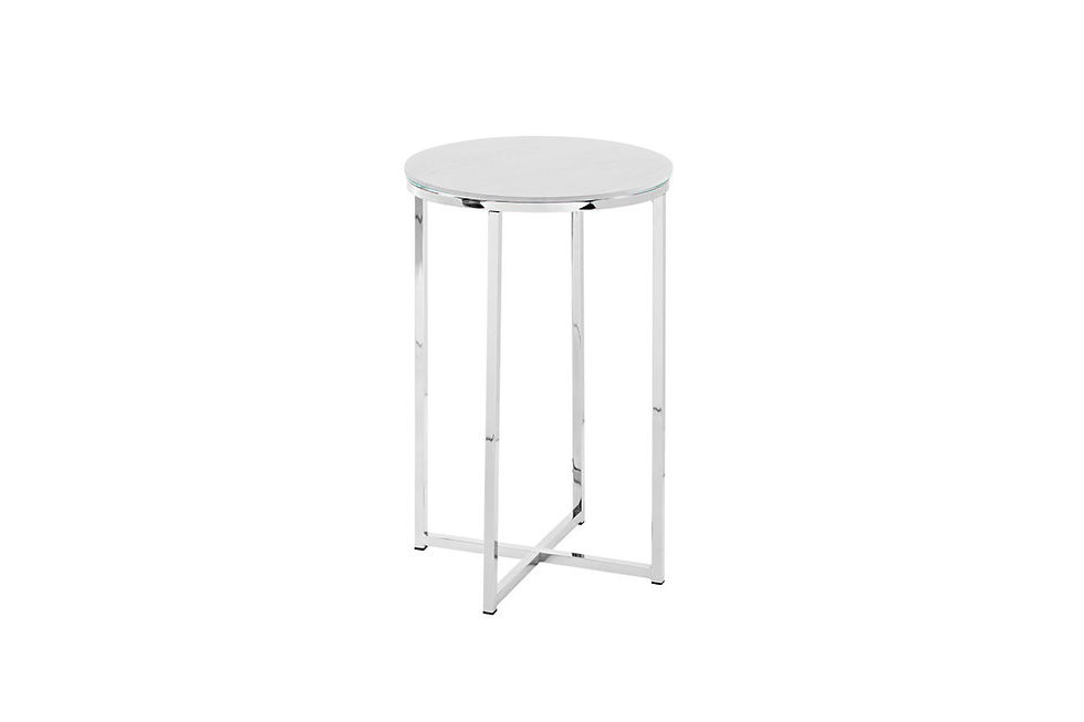 Londra Yan Sehpa Beyaz-Krom