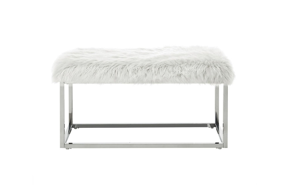 Thumbnail: Soft Bench Beyaz Peluş-Krom Ayak