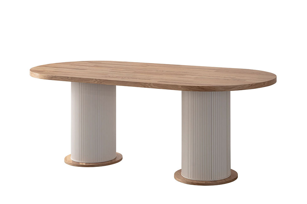 Bohem Oval Masa Ahşap Kaplama