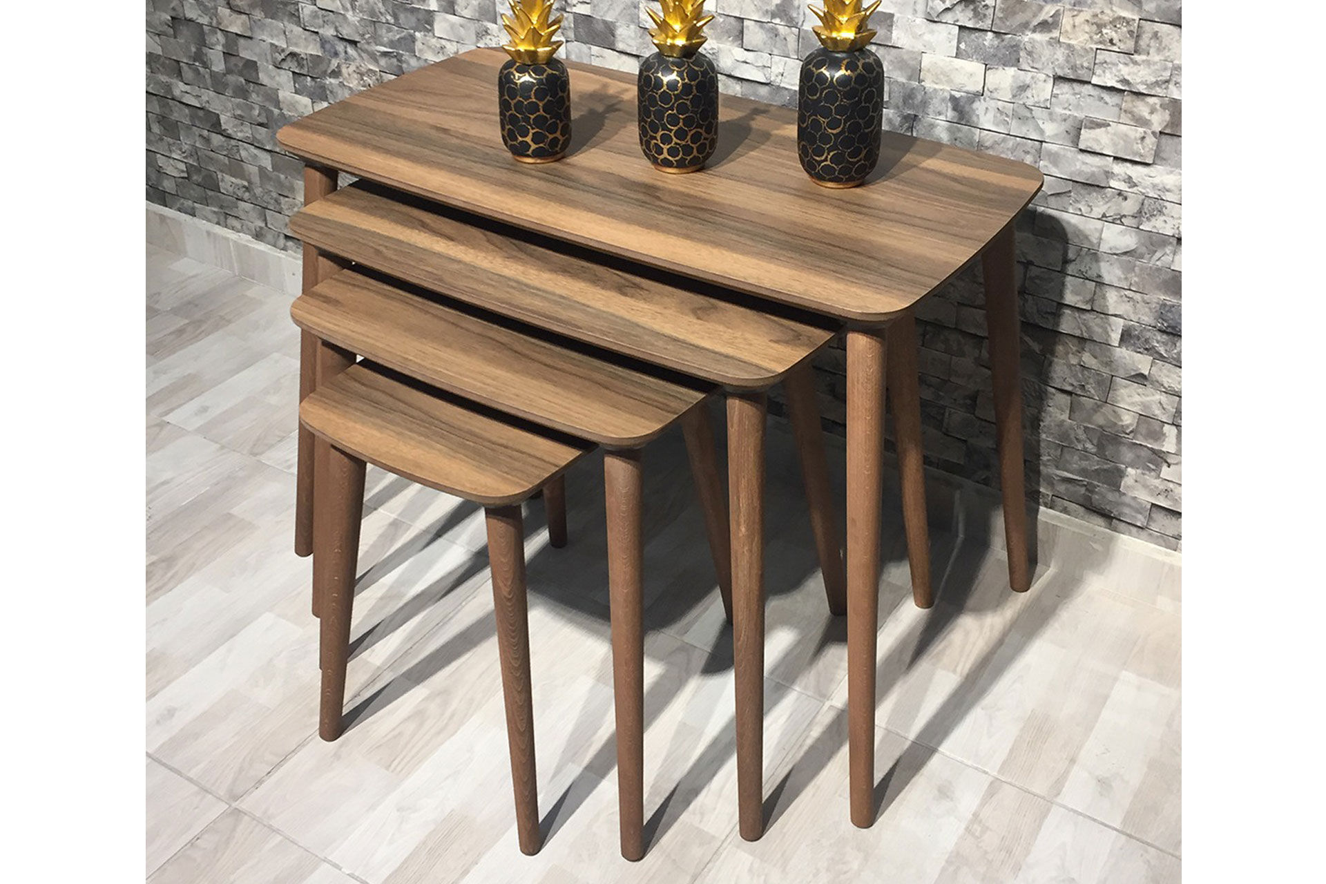 Rüya XL Dörtlü Zigon Sehpa Ceviz