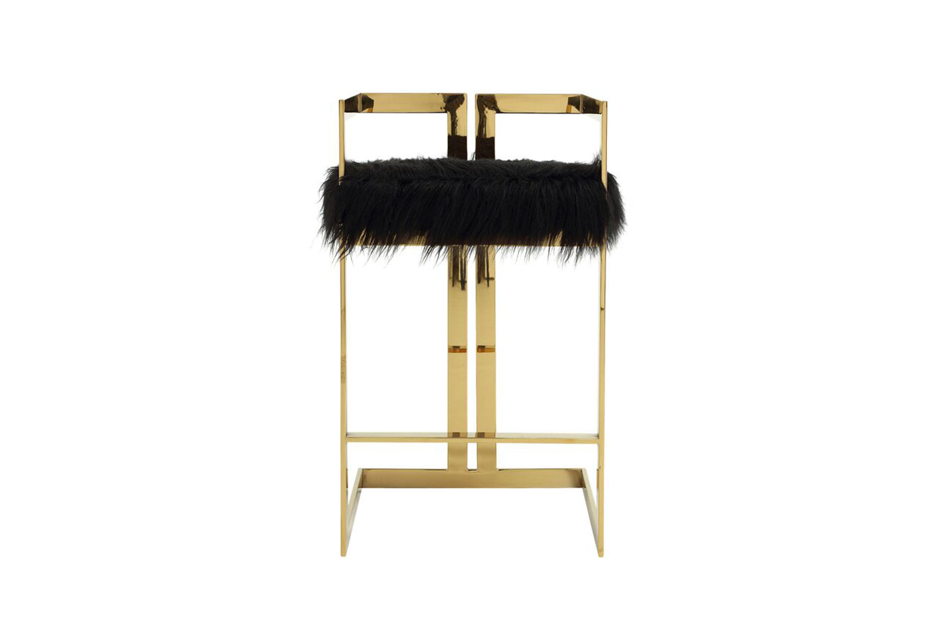 Stil Bar Sandalyesi Siyah Peluş-Krom