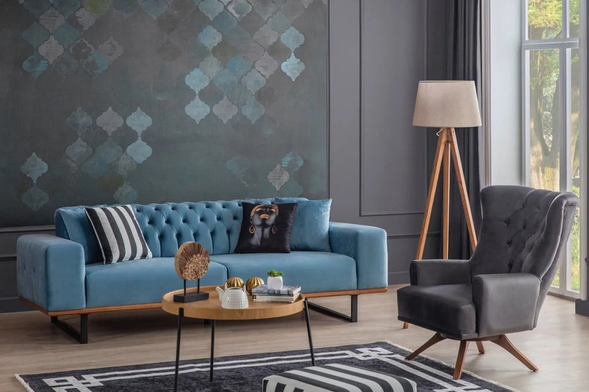 Bella Koltuk Takımı Turkuaz-Antrasit