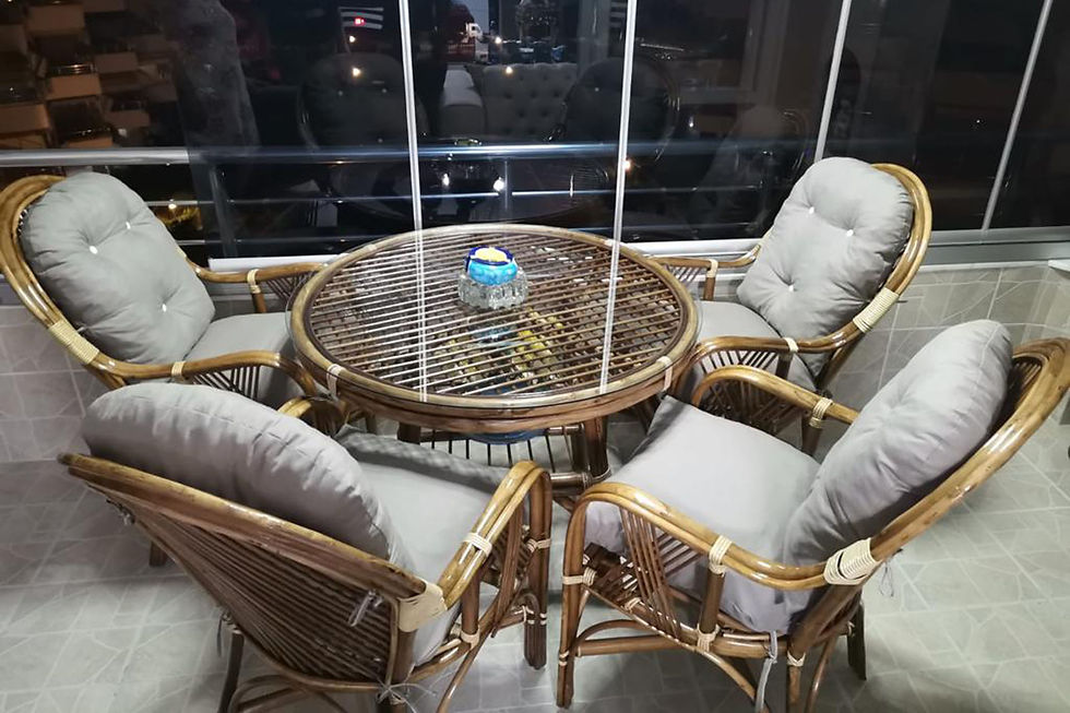 Ramono 4'lü Bambu Masa Takımı