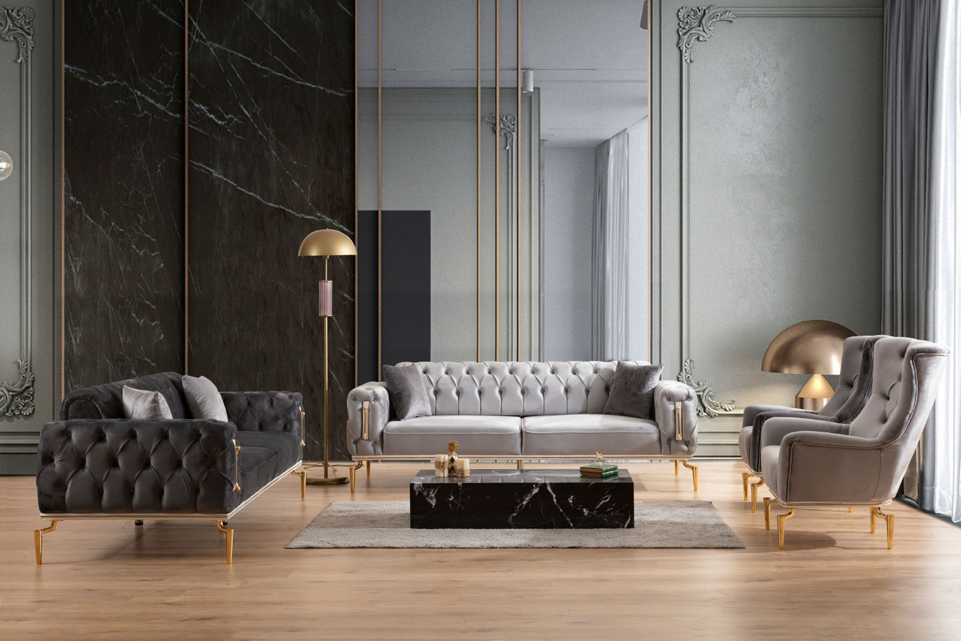 Polo Chester Koltuk Takımı Gri