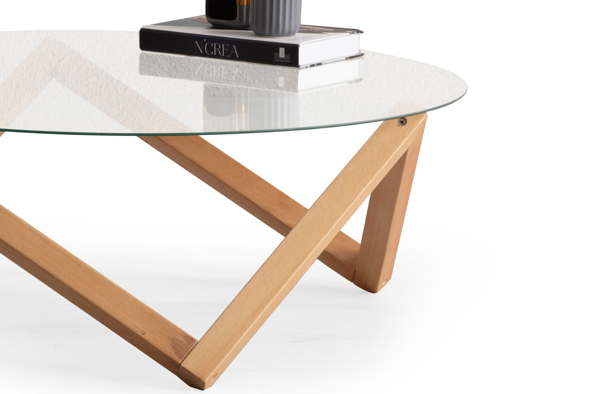 Fiesta Cam-Ahşap Orta Sehpa Naturel