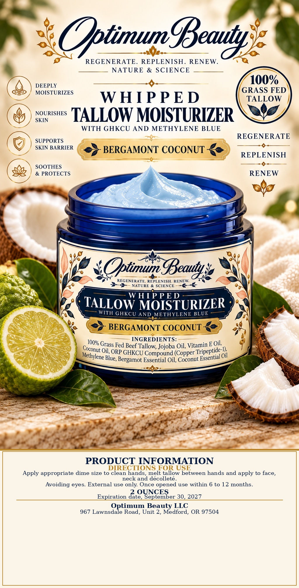 Bergamot Coconut Whipped Tallow Moisturizer