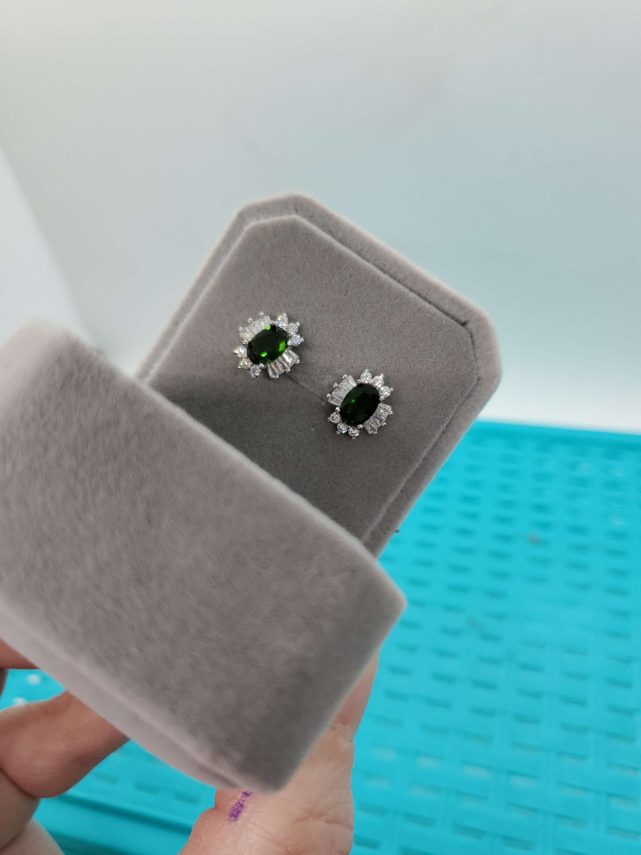 925 sterling silver chrome diopside earrings