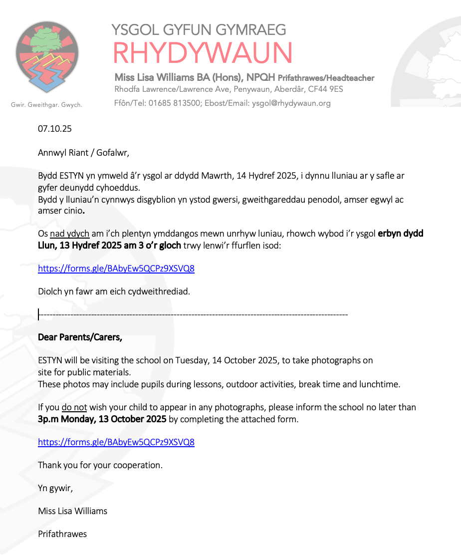 Llythyr ** Letter