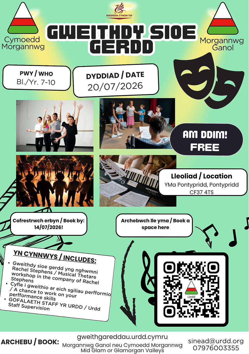 Gweithdy sioe Gerdd Gymraeg ** Welsh Musical Theatre Workshop