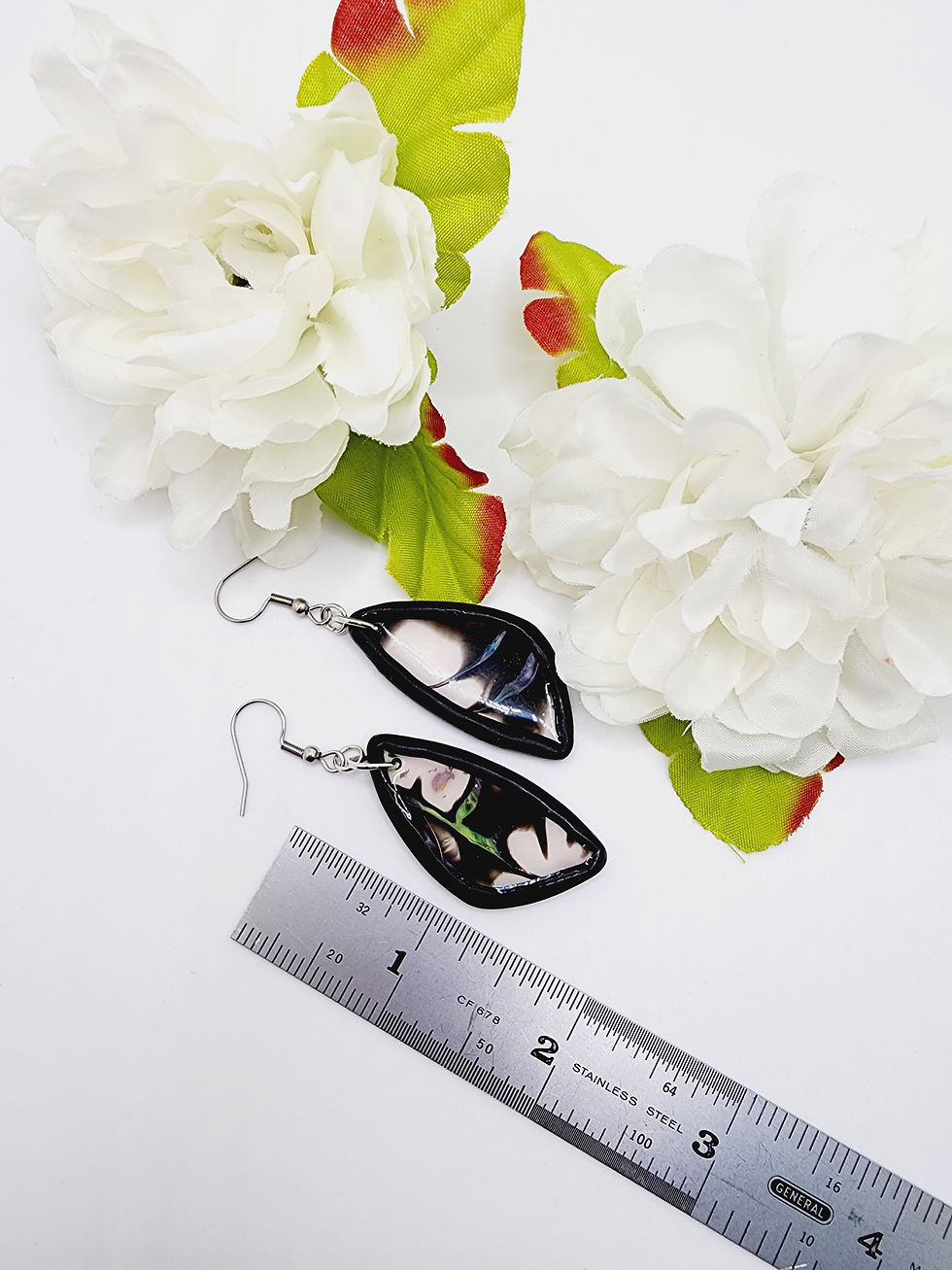 Black and white anime earrings