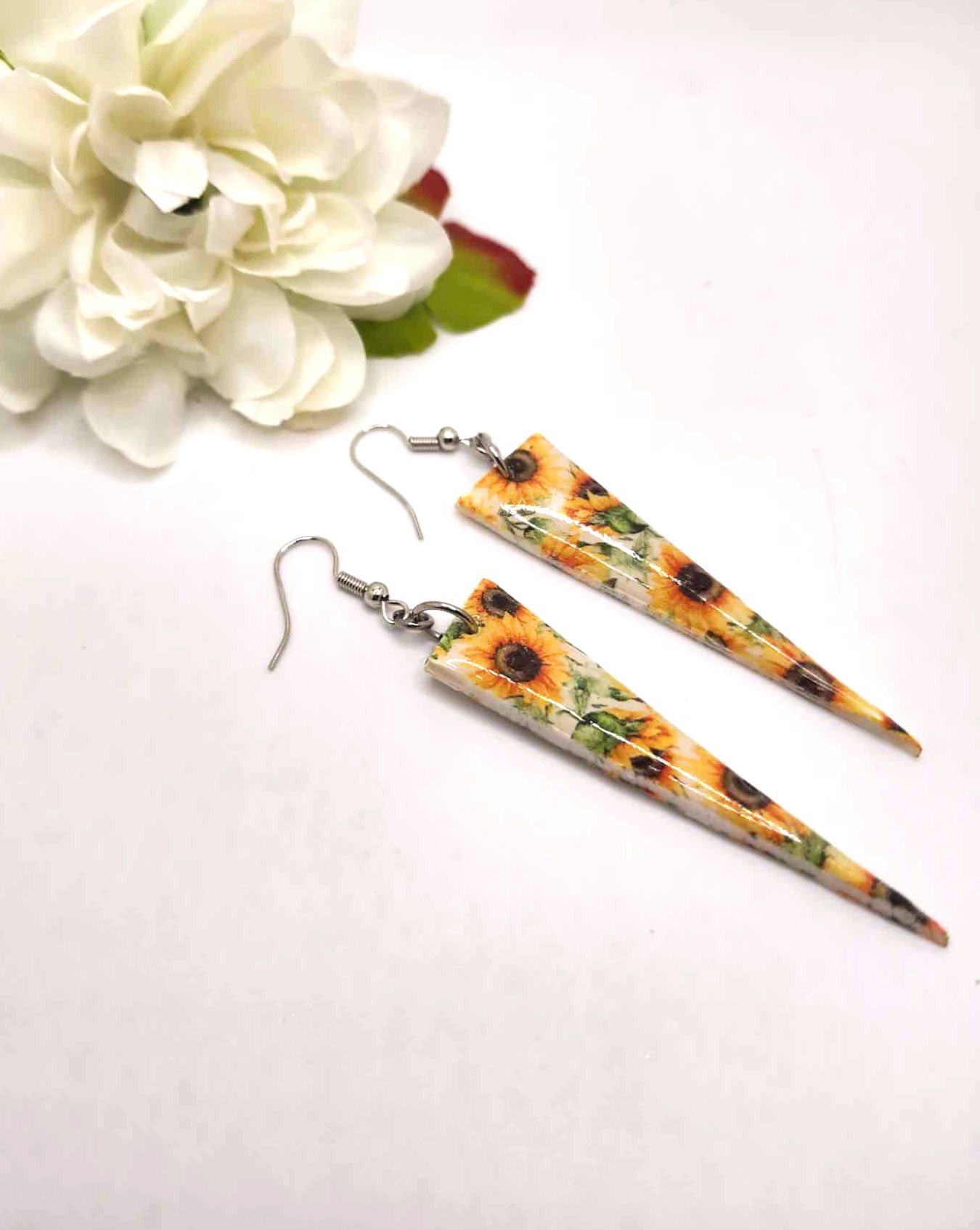 Polymer Clay Sunflower Design Earrings