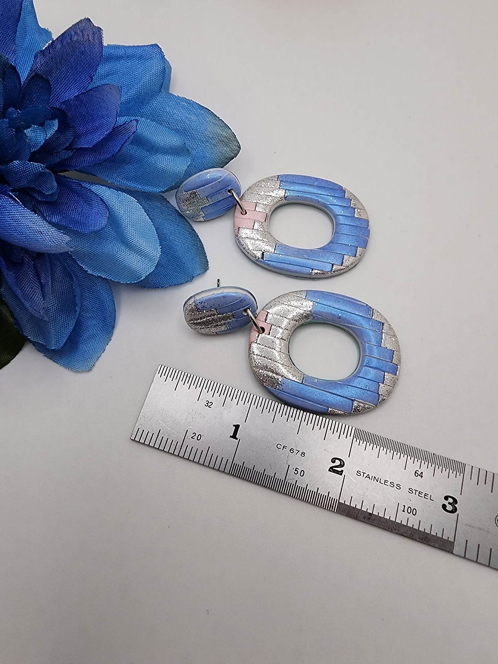 Handcrafted multicolor earrings, 2 inches long