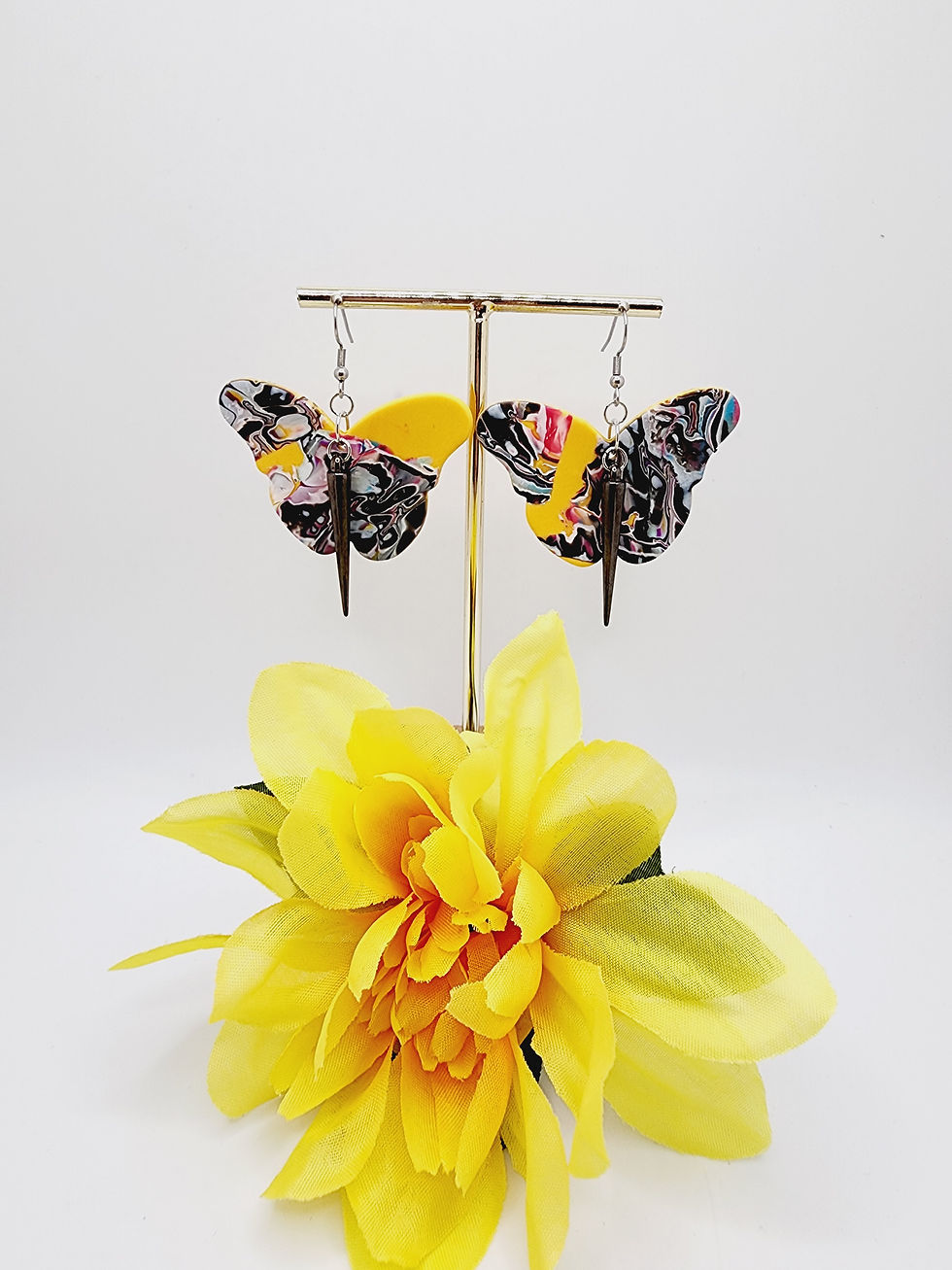 Handcrafted Yellow, Multi color, Butterfly Earrings