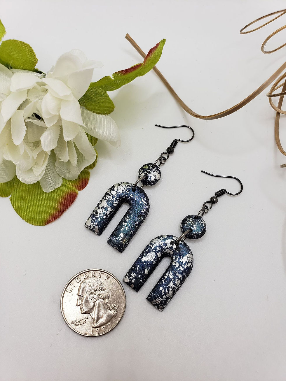 Dark Blue and Sliver Galaxy earrings