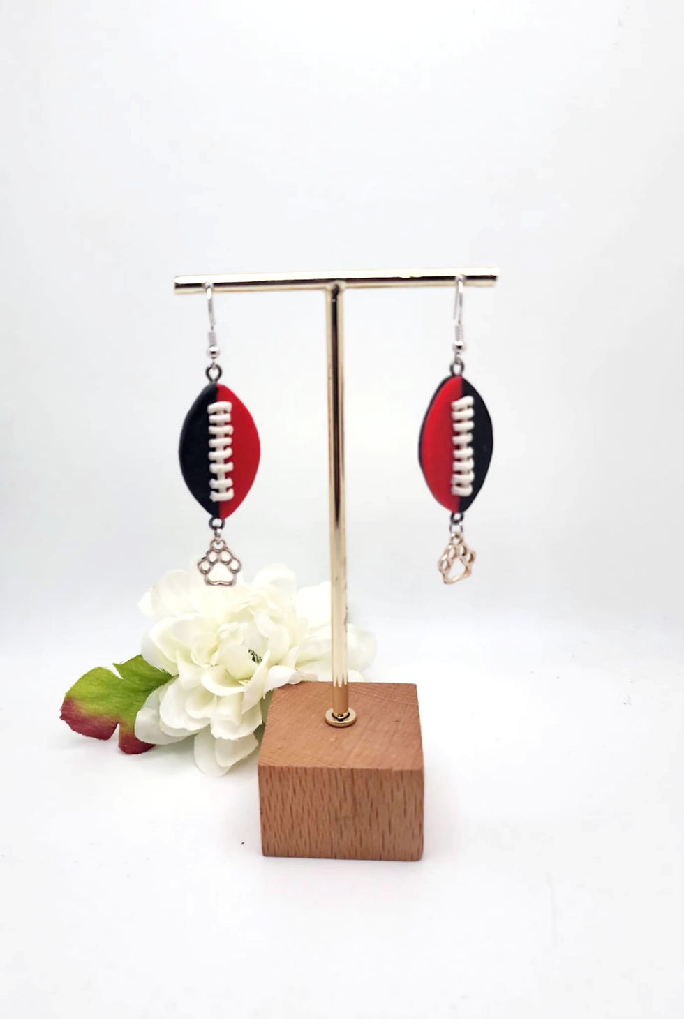Oval Black and Red Earrings
