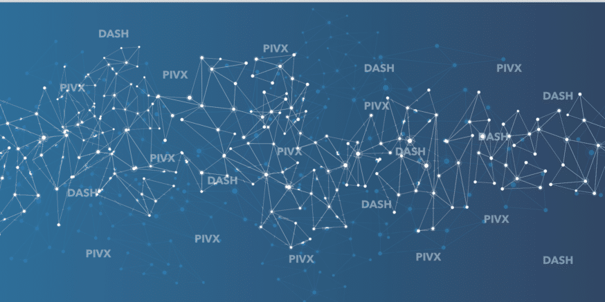 An implied visualisation of a blockchain with connected nodes