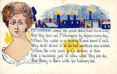 1907 postcard of Pittsburgh, a homely woman, and a poke at Carnegie